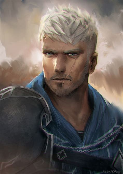 An Image Of A Man With White Hair Holding A Shield And Chain In His Hand