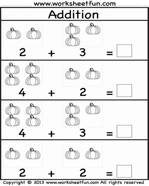 Addition Printable Worksheets For Kindergarten