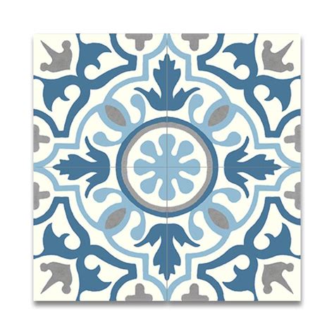 Handmade Baha In Blue And Grey Tile Pack Of 12 Morocco Bed Bath
