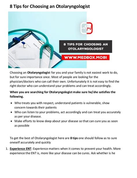 8 Tips For Choosing An Otolaryngologist