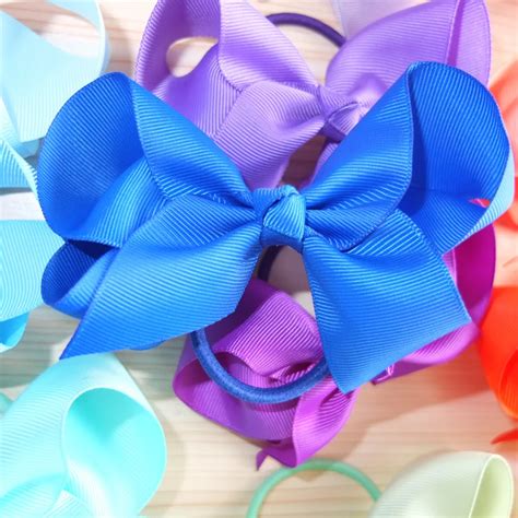 6 Pcs 4 Inch Hair Bow With Elastic Bands Kids Girl Ponytail Hair Holder
