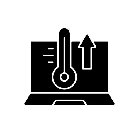 Computer Overheating Black Glyph Icon High Processor Temperature Hot