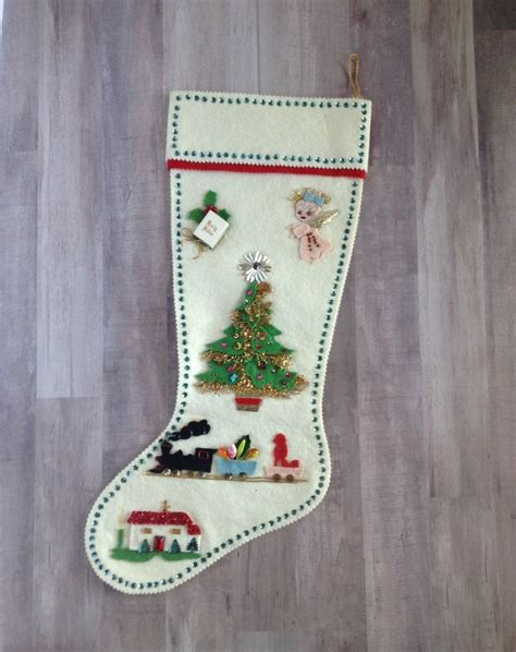 Vintage Christmas Stocking Handmade Felt Christmas Stocking Etsy Vintage Christmas Stockings