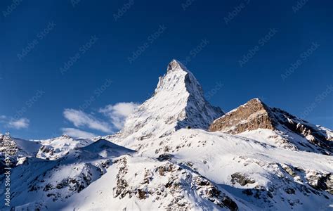 Wolkenfreies Matterhorn Zermatt Im Winter Eines Der Schweizer
