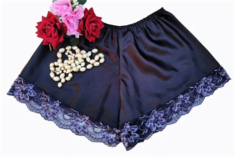 Retro Black Satin French Knickers Deep Grelly Uk