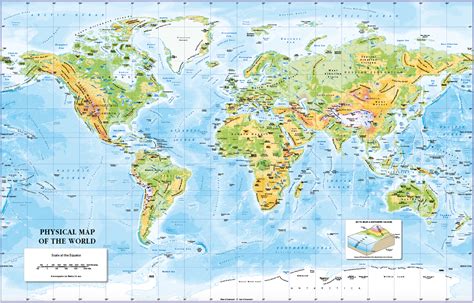 Physical World Map Colour Blind Friendly Size A2 Cosmographics Ltd