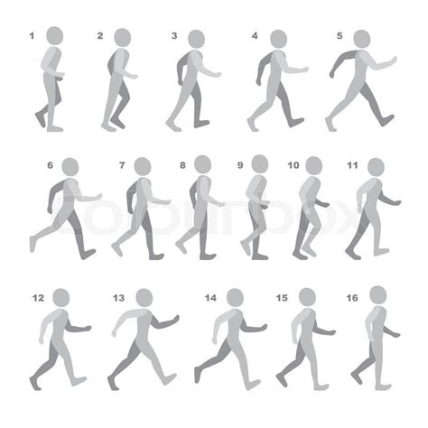 Phases Of Step Movements Man In Walking Sequence For Game Animation