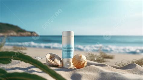 Sunscreen Beach Shell Summer Background Sunscreen Cream Beach Shell