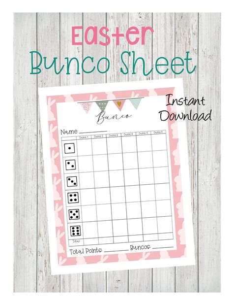 Use This Fun Easter Themed Bunco Worksheet To Use For Your April Bunco