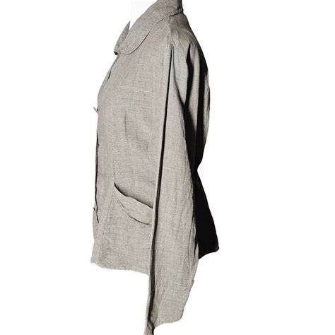 flax by jeanne engelhart designs lagenlook linen jacket green brown size medium ebay