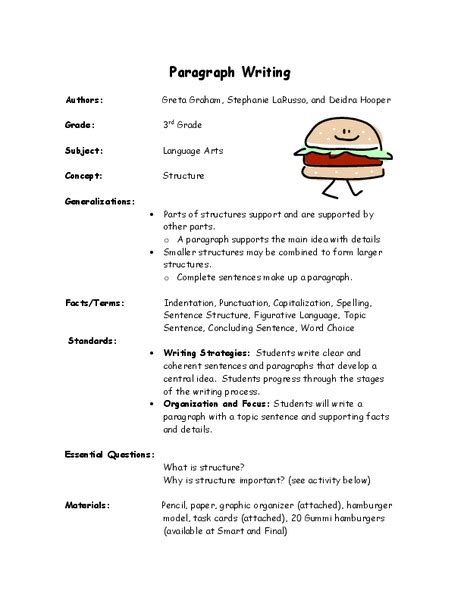 Paragraph Writing Lesson Plan