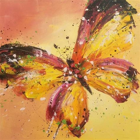 Hand Painted Impressionist Butterfly Oil Painting Butterfly Paintings