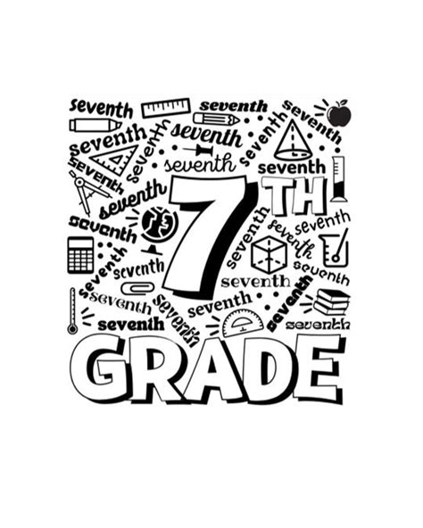 7th Seventh Grade Typography Instant Download  Svg Png For Use