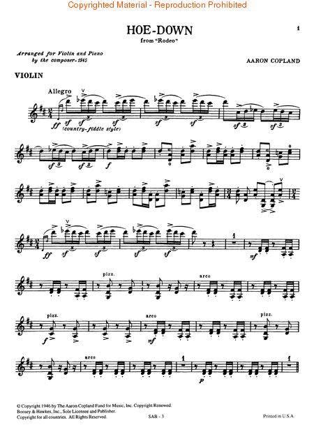 Preview Hoe Down From Rodeo Violinpiano Hl48002955 Sheet