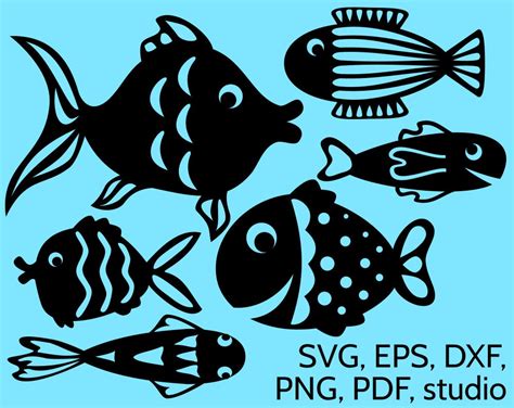 SVG Fish Cut Files for Cricut & Silhouette. Vector fishes design for