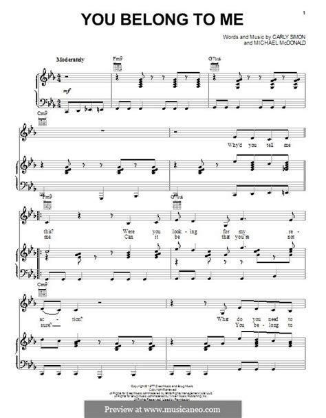 You Belong To Me By C Simon Sheet Music On Musicaneo