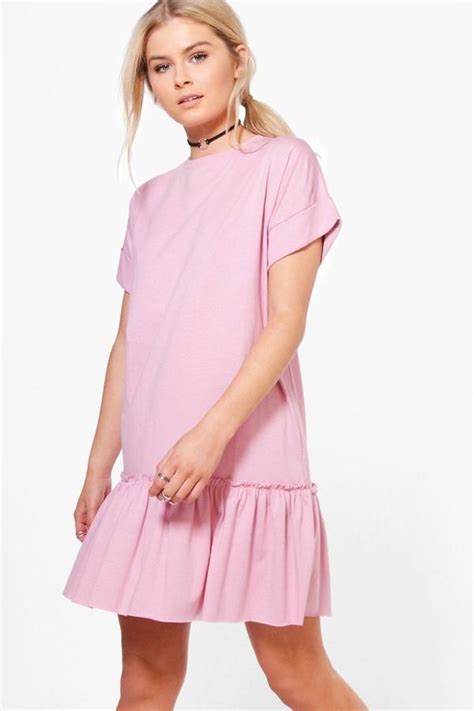 Boohoo Elyse Ruffle Hem T Shirt Dress Ruffle Hem Dress Collection Shirt Dress T Shirt Latest