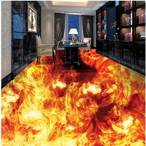 Custom The New Photo Floor Wallpaper 3d Stereoscopic Fire Floor