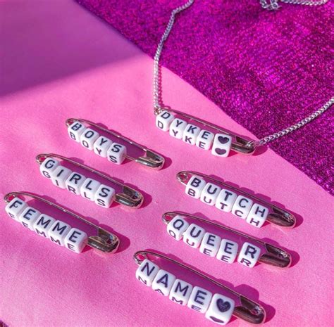 Custom Safety Pin Necklace Word Letter Necklace Dyke Etsy Uk