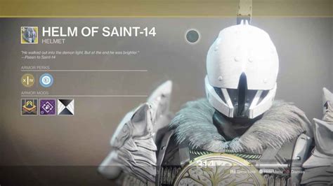 Destiny 2 Curse Of Osiris Exotic Helm Of Saint 14 Titan Helmet