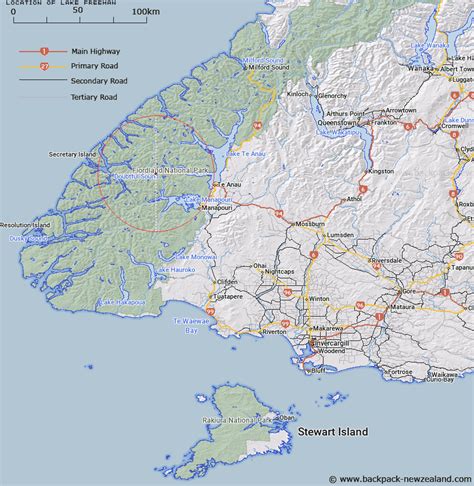 Where Is Lake Freeman Map New Zealand Maps
