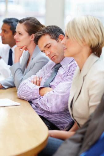 Tired Male Worker Sleeping In A Meeting Stock Photo Download Image