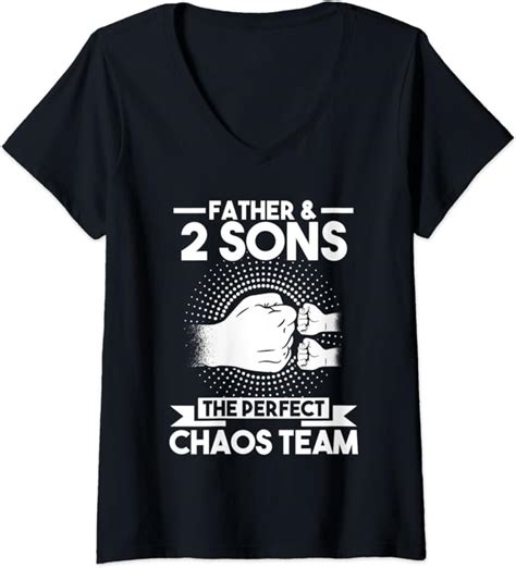 Womens Father And 2 Sons The Perfect Chaos Team Father V Neck T Shirt