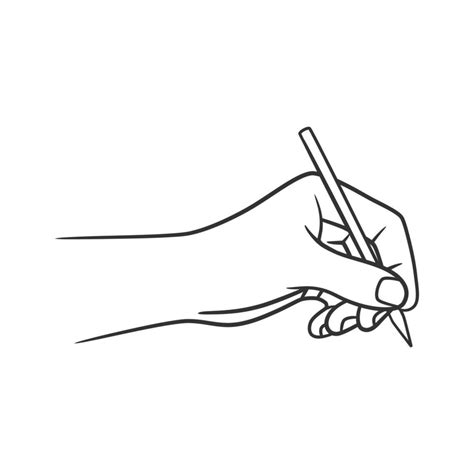 Line Art Illustration Of Hand Holding Pen And Writing Or Drawing
