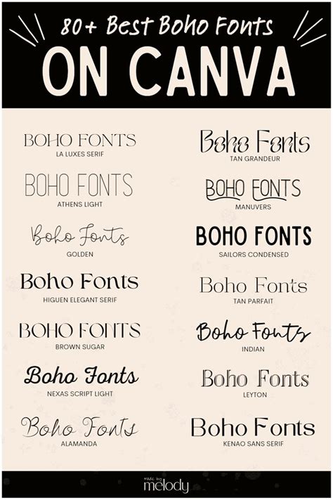 80 Best Boho Fonts On Canva For Bohemian Graphic Design Boho Fonts