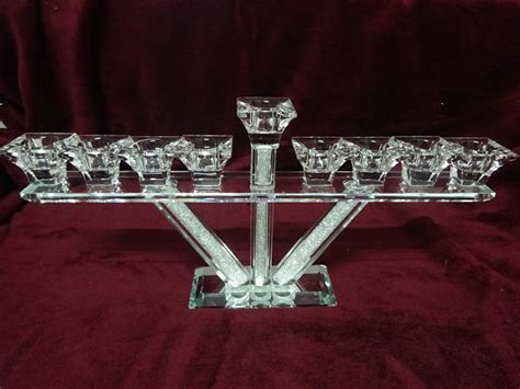 Crystal Menorah With Crushed Glass