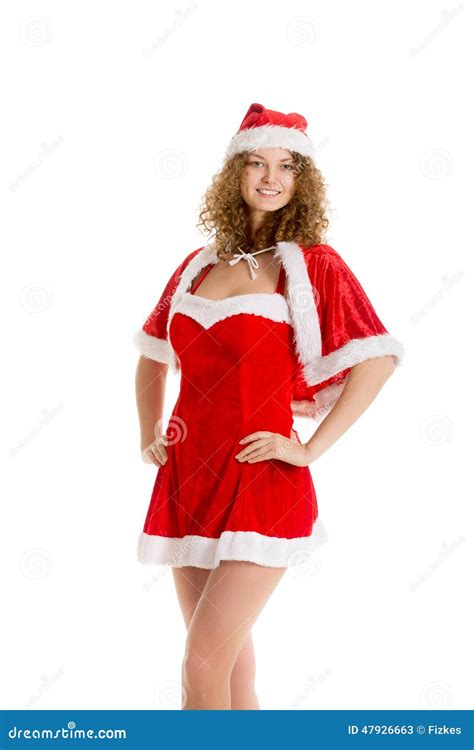 santa girl poses in christmas dress stock image image of mantle congratulation 47926663