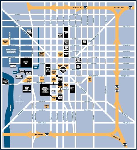 Map Of Downtown Indianapolis Indianapolis Map Tourist Map Downtown