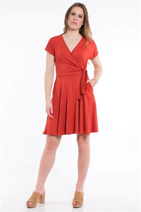 Buy Womens Red Wrap Dress In Stock
