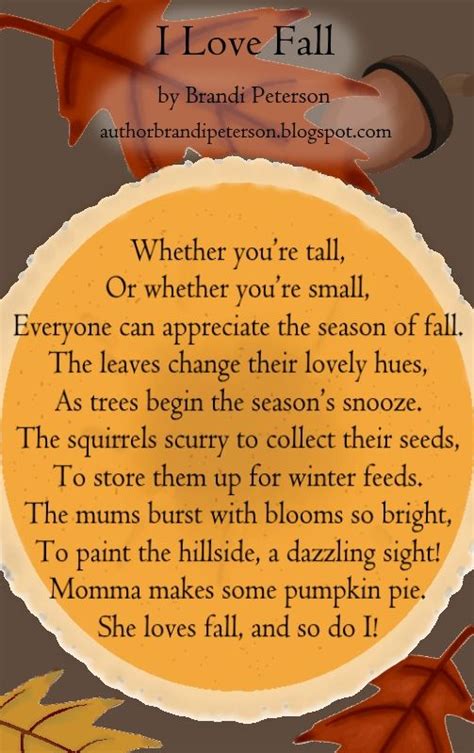 I Love Fall Poem Autumn Poems Autumnal Equinox Brandy Falling In