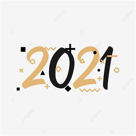New Year Typography Vector Art Png Number Flat 2021 Year Typography