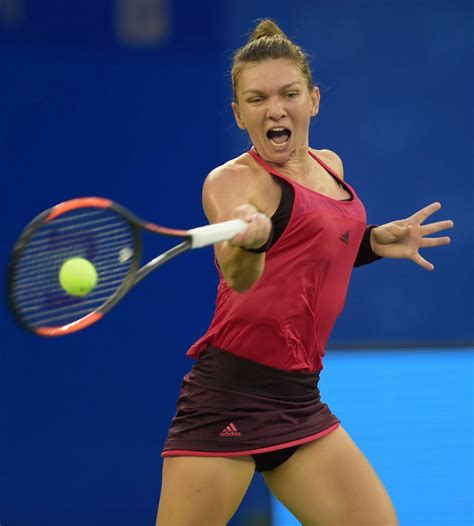 It means that she will be dominated with this shot against the best servers on tour but will get an advantage versus the weaker ones. Simona Halep - WTA Wuhan Open in Wuhan 09/26/2017 • CelebMafia