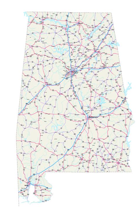 4 Best Images Of Printable Alabama Road Map Alabama State Map