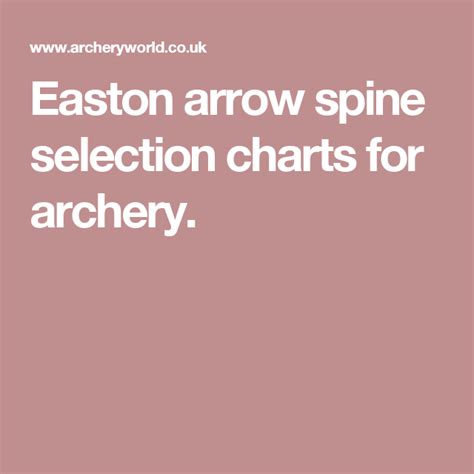 Easton Arrow Spine Selection Charts For Archery Archery World