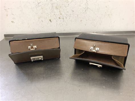 Sold Veteran Or Vintage Motorcycle Repro Leather Tool Boxes Inside