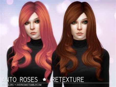 Anto Roses Hair Retexture At Aveira Sims 4 Sims Hair Sims 4 Sims