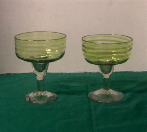 Vintage Hand Blown Margarita Glasses 79 Etsy