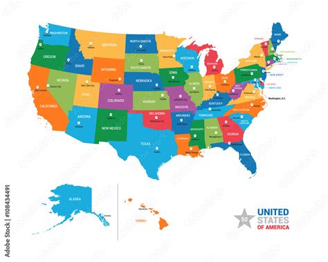 United States Of America Usa Vector Map Stock Vektorgrafik Adobe Stock