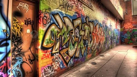 Graffiti Covered Bricked Alley Background Wallpaper 2580 X 1080