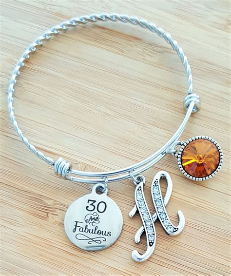 They'll help you express your best wishes to the. 30th Birthday Gift for Her Personalized Bracelet for Women Best Friend Gift Birthstone Initial ...