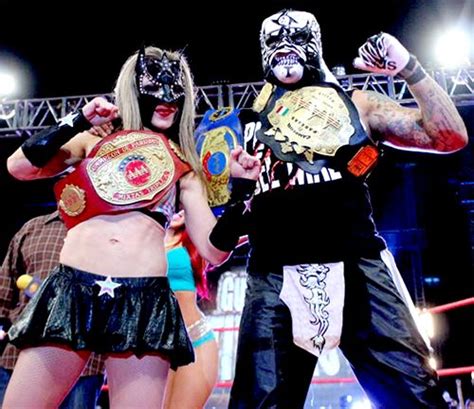 sexy star and pentagon jr aaa world mixed tag team champions wrestling professional