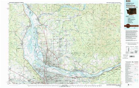 Vancouver Topographical Map 1100000 Washington Usa