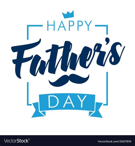 Happy Fathers Day Lettering Banner Navy Blue Vector Image