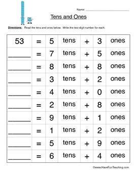 It may also be useful for other students. Tens and Ones Place Value Worksheet | Place value ...