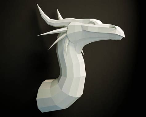 Papercraft Dragon 3d Diy Paper Craft Project Sculpture Home Etsy