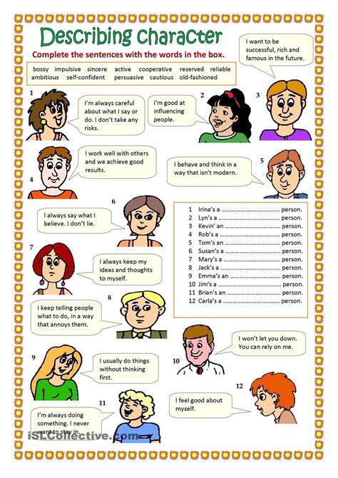 Characters Worksheets